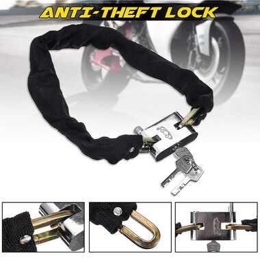 Замок противоугонный - цепь 4 х 1200 мм, 3 ключа, металлический замок, тканевая оплетка, GD11-896 (черный, УТ00021270)