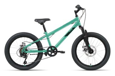 Велосипед ALTAIR MTB HT 20 2.0 D (20" 6 ск. рост. 10.5") 2022, мятный/черный, IBK22AL20082