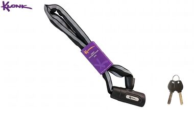 Замок противоугонный KLONK, цепь 6 x 900 мм, с ключами, светоотражающая тканевая оплетка, KLK-13001 Black