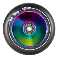 Колесо для трюкового самоката Hollow core 120x24 мм, алюминий, тип PU: SHR, подшипники ABEC 9 (e-plated neo chrome, NN002347)