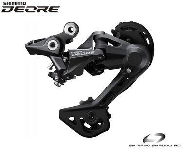 Переключатель задний SHIMANO DEORE RD-M4120, 10/11 скор., крепление (на болт) под петух, SHADOW RD, SGS (ARDM4120SGS)