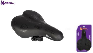 Седло KLONK, Kids/Junior, 237×140 мм, текстурный рисунок с машинками, KLK-18002, Black