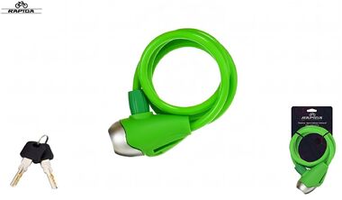 Замок противоугонный 8 х 1200 мм, трос в пластик. оболочке, 2 ключа, блистер, RP-8210, RAPIDA (зеленый, УТ00032319)