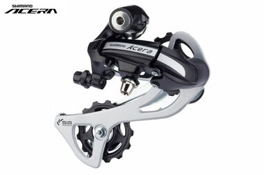 Переключатель задний SHIMANO, ACERA, RD-M360-L, 8 ск., 11-34, под петух, подвод - прямой (черный, ARDM360SGSL)