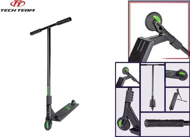 Самокат трюковый Tech Team INFECTED, черный/зеленый (NN006782)