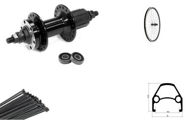 Колесо в сборе 29" заднее, втулка WSM-29RD-AHFB (Black), на промподшипниках, дисковая (6 винтов) под кассету 8/10 ск., 3/8" (гайка), двустеночный обод (WSM-29RD-AHFB)