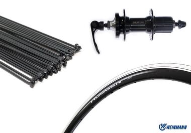 Колесо в сборе 700С" заднее, алюминиевая втулка SF-J14DGR, дисковая (6 винтов), под кассету 8-10 скор., эксцентрик, черные спицы, двустеночный обод HOGGER (Weinmann) УТ00024765