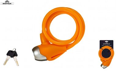 Замок противоугонный 8 х 1200 мм, трос в пластик. оболочке, 2 ключа, блистер, RP-8210, RAPIDA (оранжевый, УТ00032320)