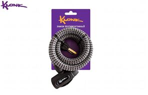 Замок противоугонный KLONK, 15×1500 мм, трос в тканевой оплетке, ключи, KLK-13006, Grey/Black