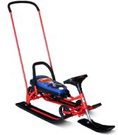Снегокат «SNOWKAT» со спинкой, колесной базой и толктелем  (мод.109, Кролик)