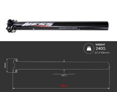 Штырь подседельный, NESS, Карбоновый, 27,2 мм, 450 мм, крепление седла - Рамки, NESS CARBON (NESS450CRB272)