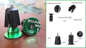 Баренды (заглушки руля) алюминиевые SHANMASHI, пара (Green, SHANMASHIGRN)