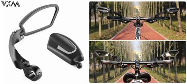 Зеркало заднего вида VXM Tuning, (правое) складное, вращающееся 360°, алюминиевое крепление на руль, корпус - нейлон, HF-MR080R (УТ00021781)