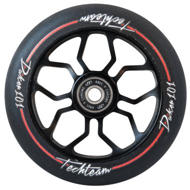 Колесо для трюкового самоката DukeR 101, 110 мм, алюминиевое, подшипники ABEC 9 (черный/красный, NN002380)
