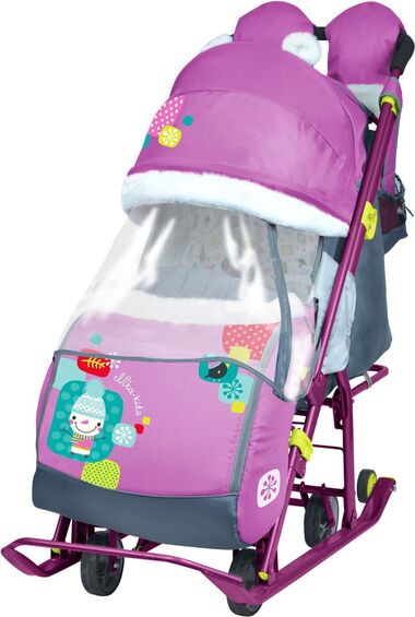Санки-коляска детские Ника Детям 7-2 (со снеговиком орхидея) #0