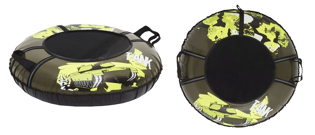 Санки надувные "Ватрушка"  93 см ПВХ-ПВХ Comfort, принт "TANK" (Green/Black, УТ00025600)