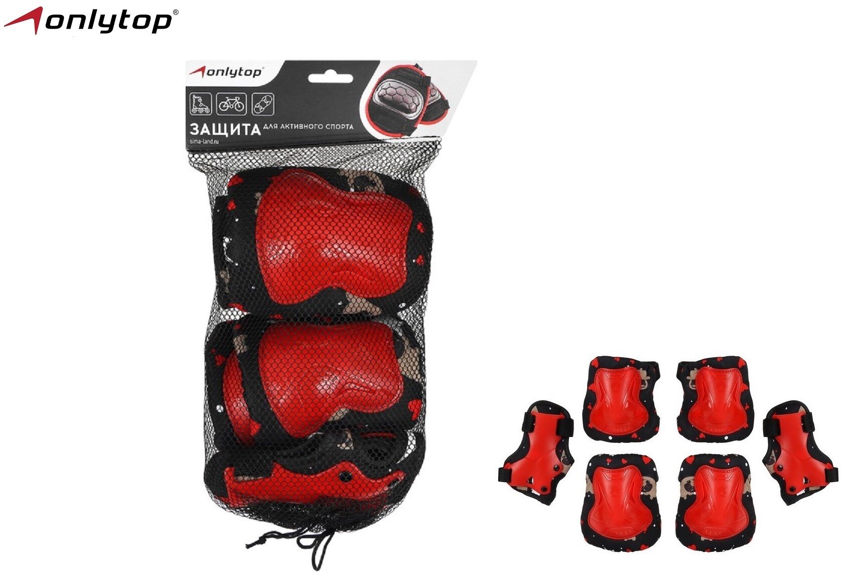 Защита OnlyTop, комплект, OT-5133 Red/Black (S) УТ00027371