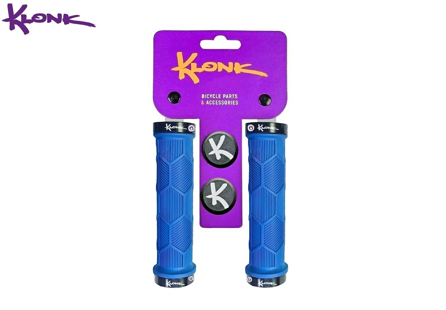 Рукоятки руля (грипсы) KLONK, 130 мм, Two Side Lock Alu, с барендами, KLK-11014, Blue/Black