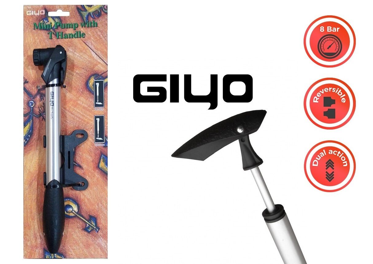 Насос компактный (ручной) GIYO GP-92, двойного действия, алюминиевый, телескопический, Т-образная ручка, 120 PSI (GP-92)