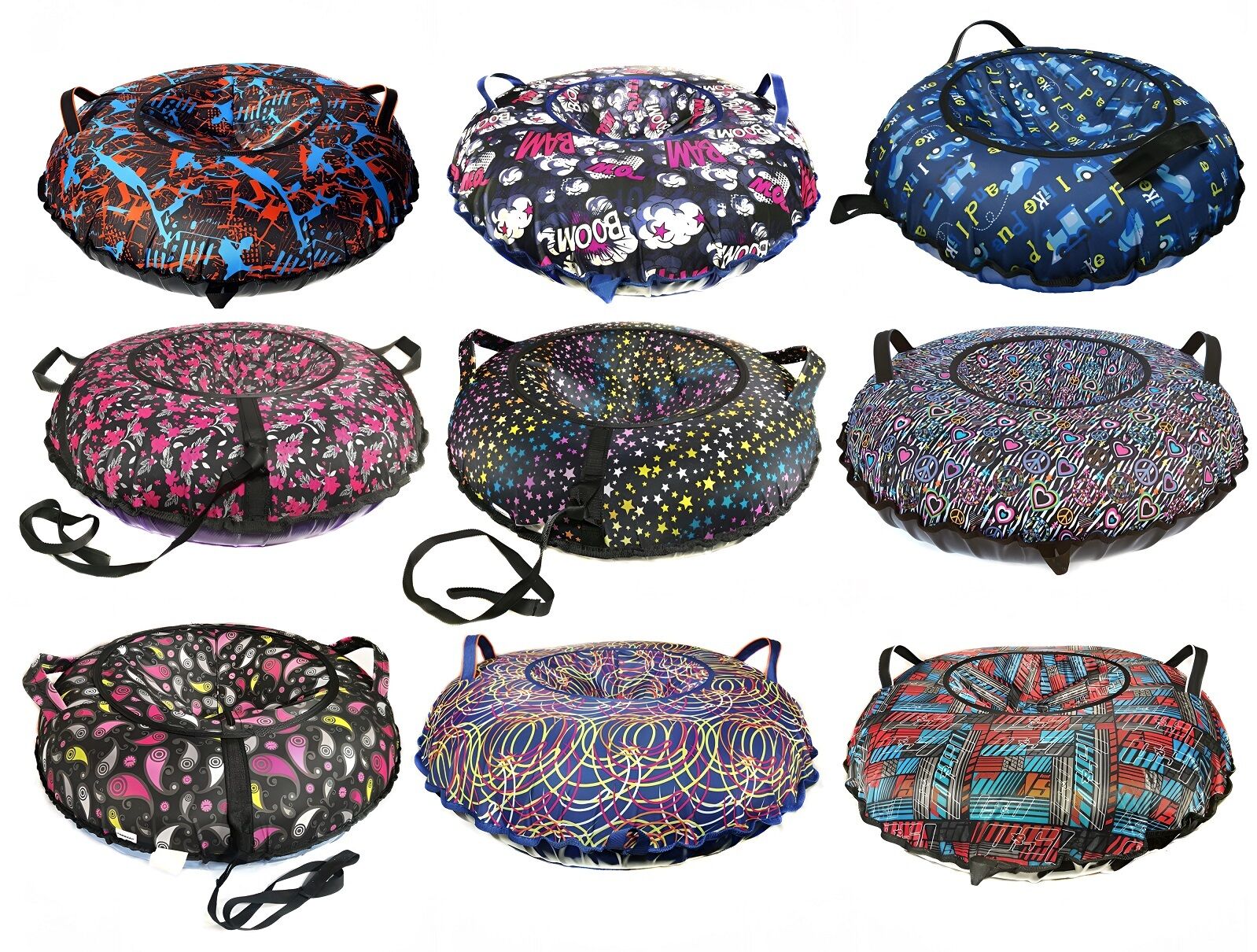 Санки надувные "Ватрушка" 100 см ПВХ/Oxford принт Мультиколор (КСНВ10019)