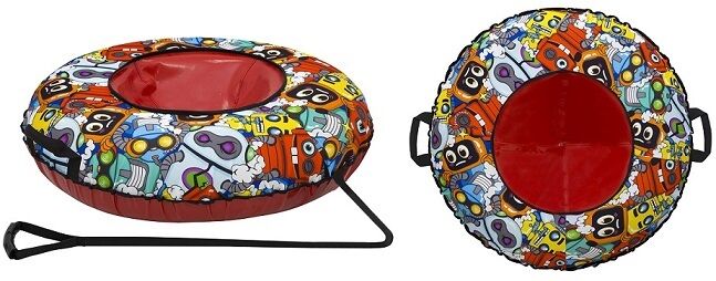 Санки надувные "Ватрушка" ПВХ/Oxford 100 см, с принтом "ROBOT" (Black/Red) (УТ00025585)