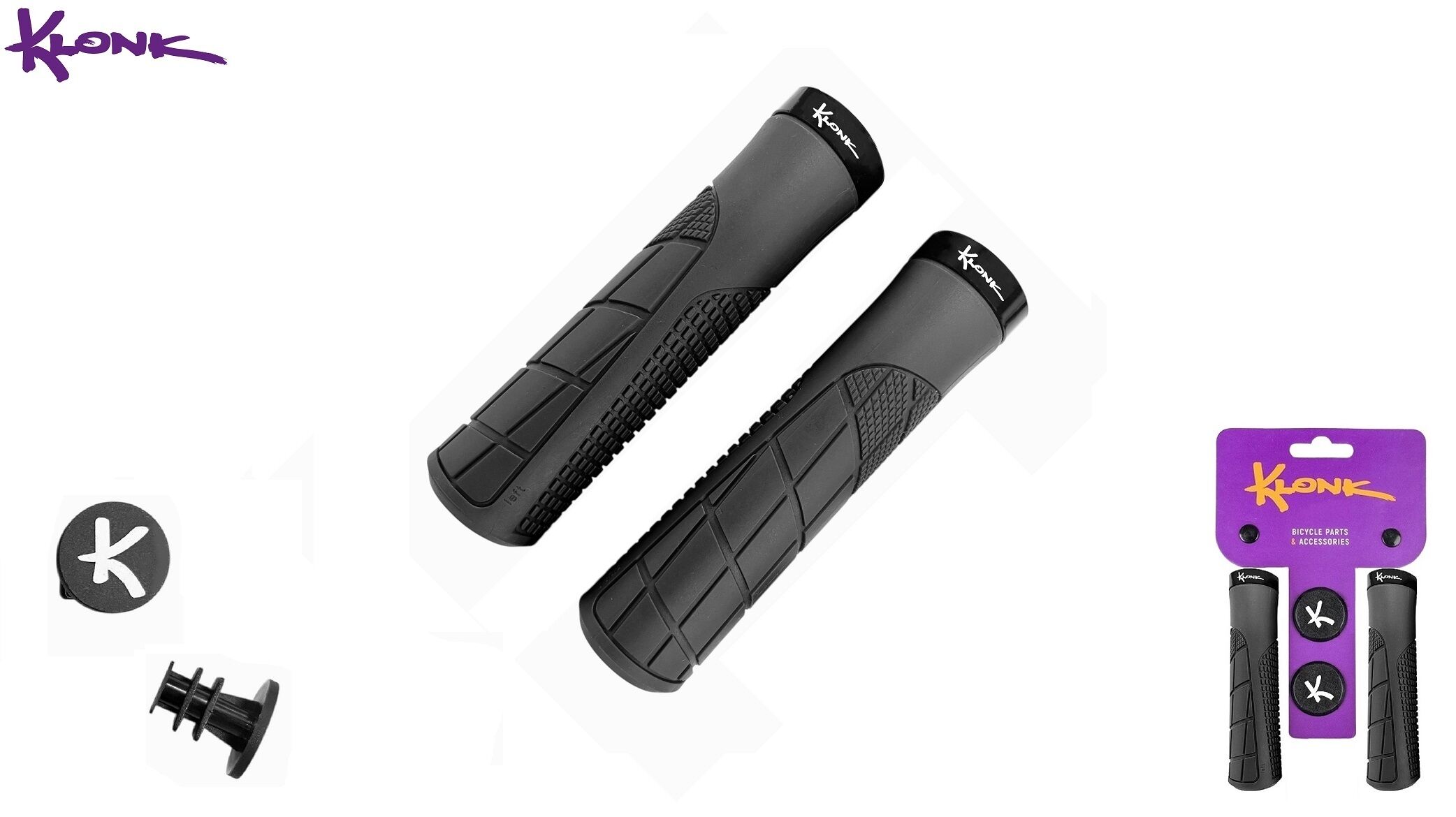 Рукоятки руля (грипсы) KLONK, 135 мм, Side Lock Alu, с барендами, KLK-11003, Black