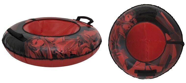 Санки надувные "Ватрушка" ПВХ-ПВХ 93 см Comfort, с принтом TT "ACTION" (Red/Black) (УТ00025596)