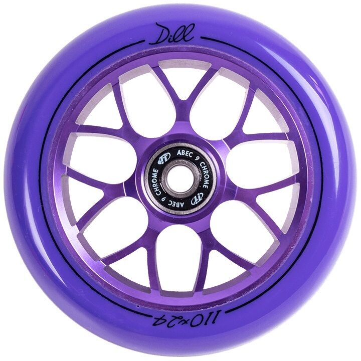 Колесо для трюкового самоката Dill 110 мм алюминиевое, purple, подшипники ABEC 9 (NN010600)