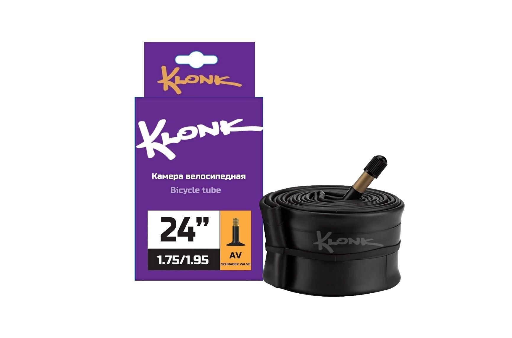 Камера 24x1,75/1,95 бутил, авто-ниппель, A/V Classic, KLONK