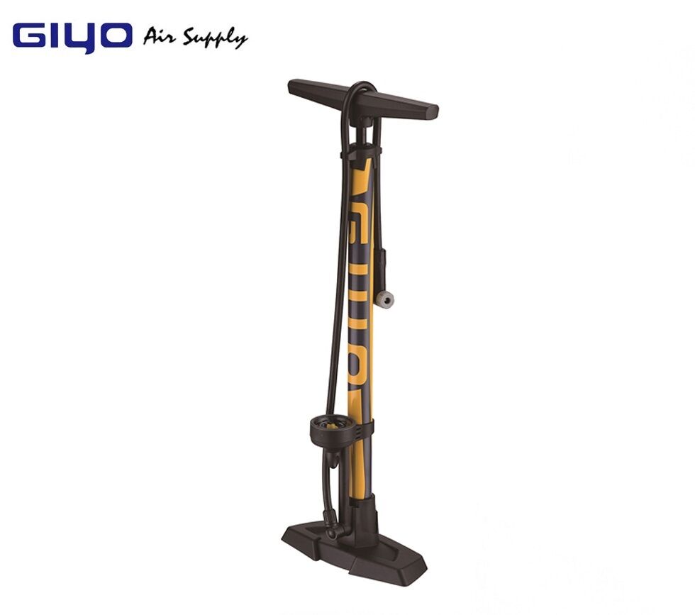 Насос GIYO напольный алюминиевый, двойная головка A/V, F/V, с манометром, 160 psi/11 bar, GF-55E (УТ00019488)