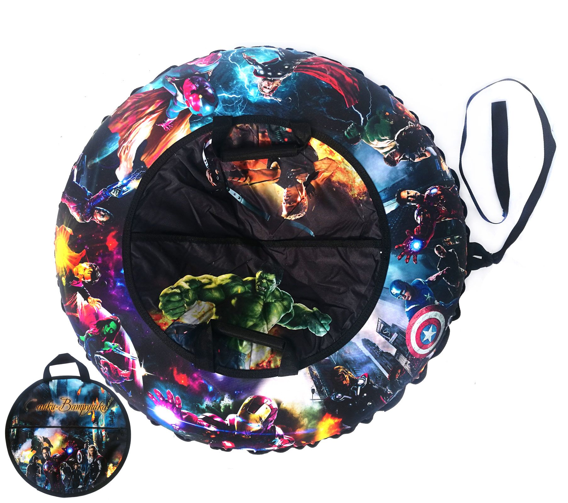 Санки надувные "Ватрушка "Супергерои" с чехлом