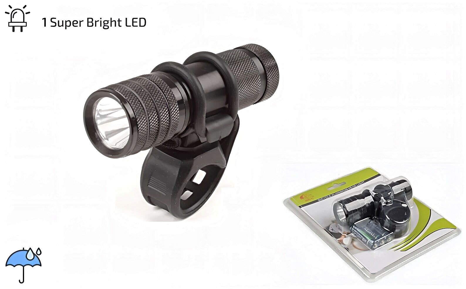 Фара передняя JY-879, 1 Super LED, алюминиевый корпус, влагозащищенная, меняющийся фокус, 3 реж. раб., блистер (RNVJY8790001)