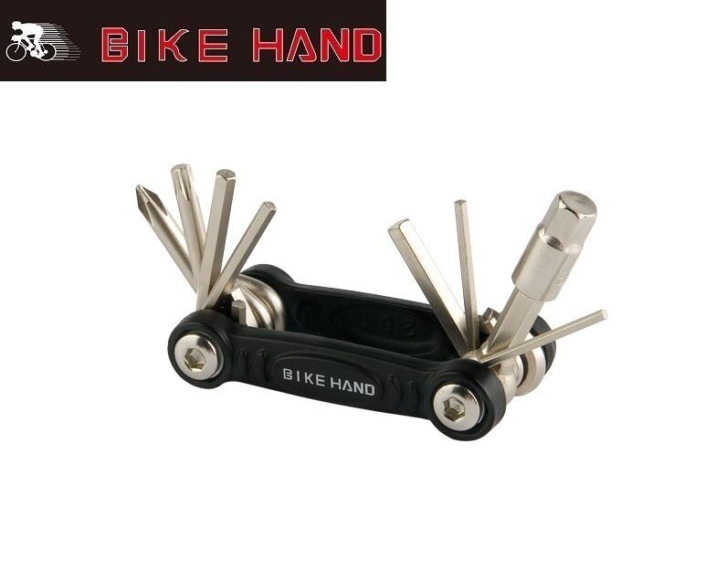 Bike Hand Набор инструментов YC-286B, шестигранники, отвертки, звездочки, 8 предметов, складной (YC-286B)