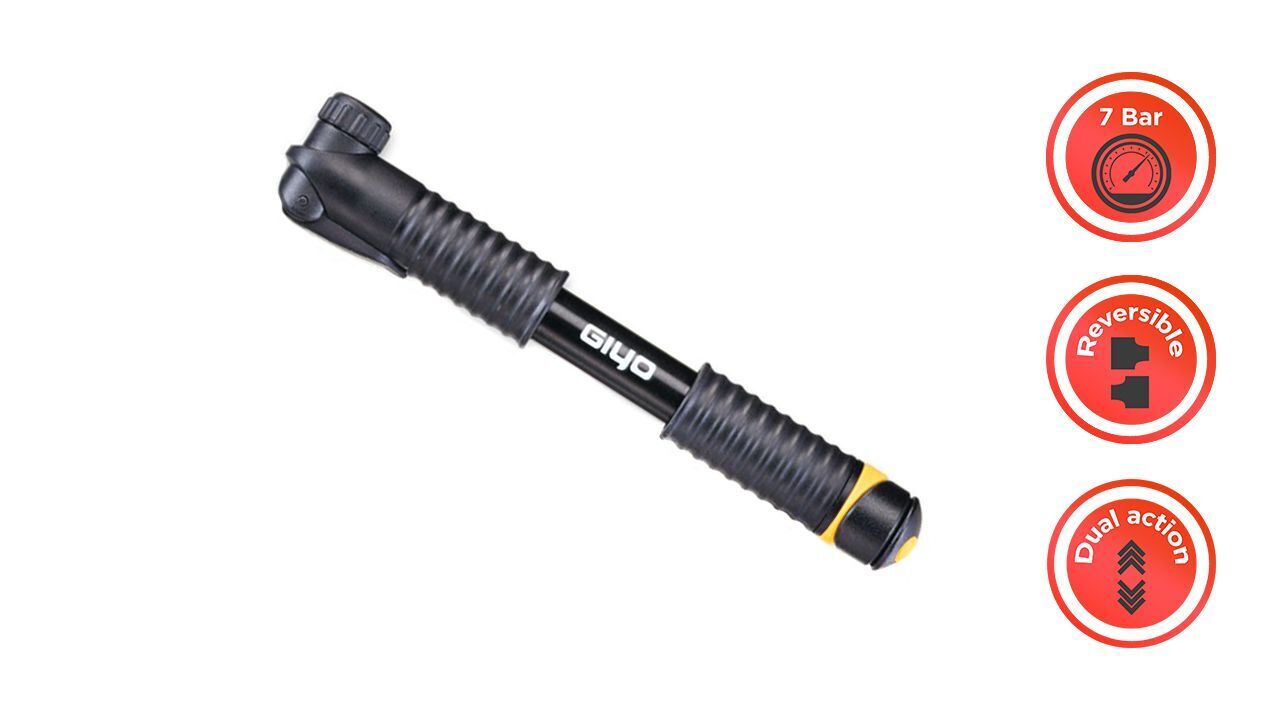 Насос компактный (ручной) GIYO, GP-02, Алюминиевый, двухходовый, универсальная головка AV/FV, 100 psi
