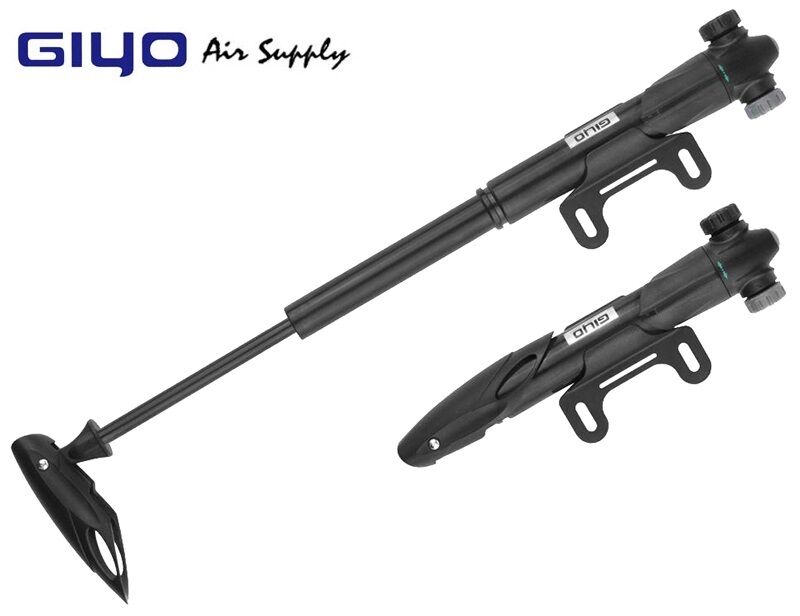 Насос компактный (ручной) GIYO, GP-77T, 2 головки, телескопический, AV/FV, Т-образная ручка (черный)
