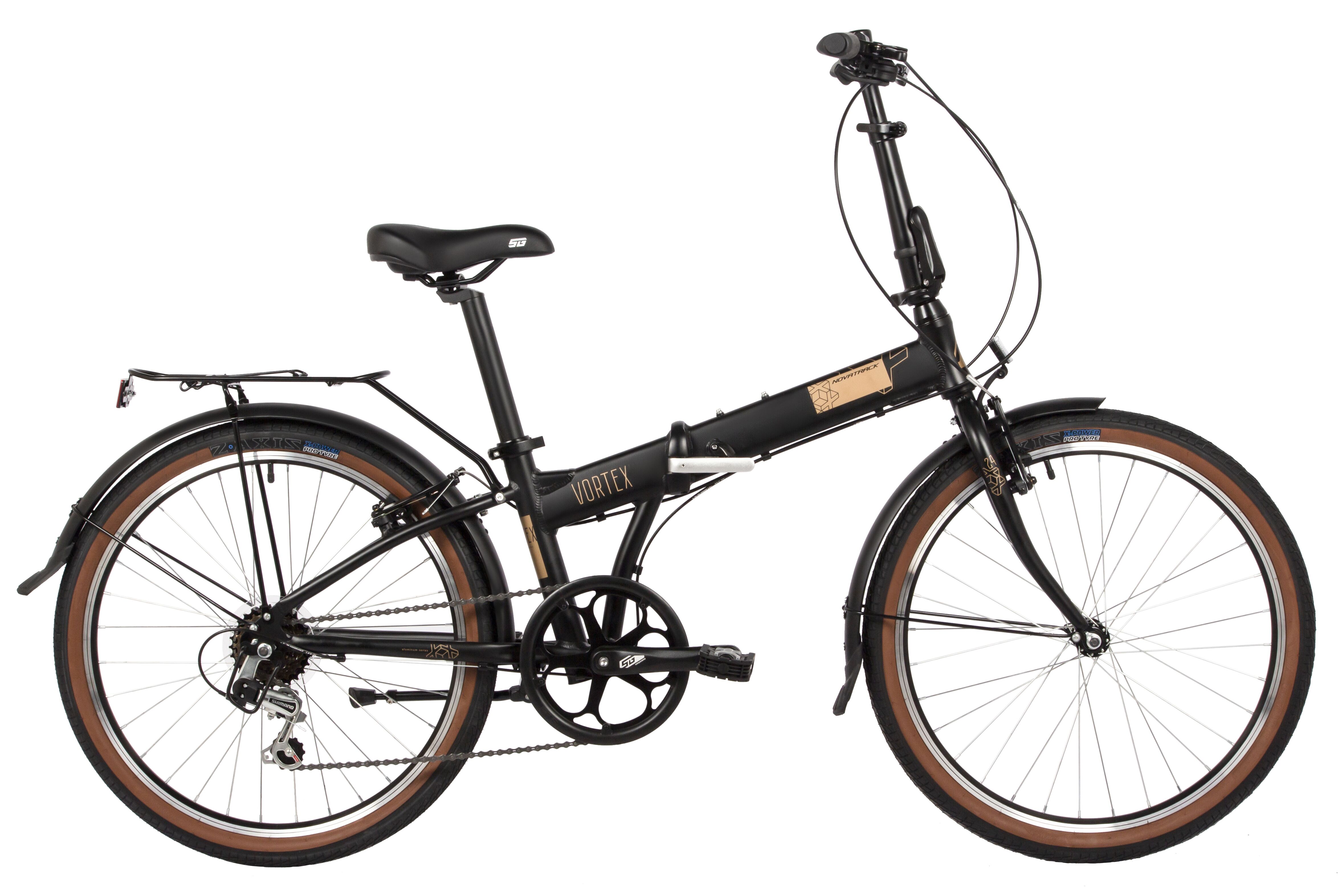 Велосипед NOVATRACK 24" VORTEX черный, складной алюм. Shimano 6 speed, стальная вилка, вынос, алюм.р (24AFV.VORTEX.BK4)