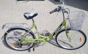 BLACKAQUA Street Beat 26" ; 6s (РФ) зеленый, складной, с корзиной (YF-709VTR)
