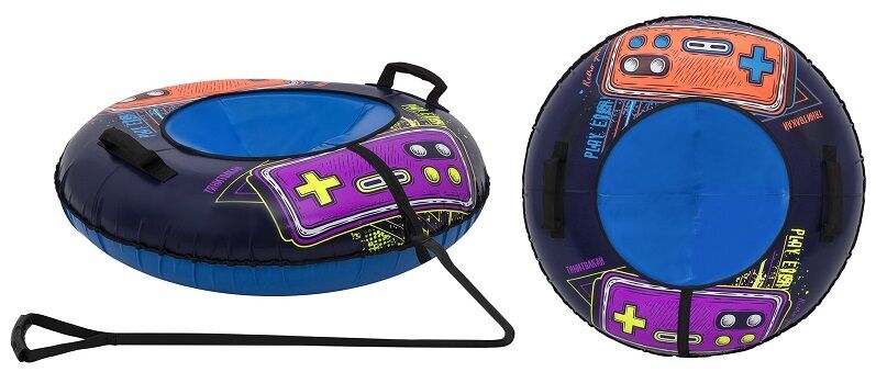 Санки надувные "Ватрушка" ПВХ-ПВХ 100 см  Comfort, с принтом ТТ "PLAY" (Blue/Orange) (УТ00025583)