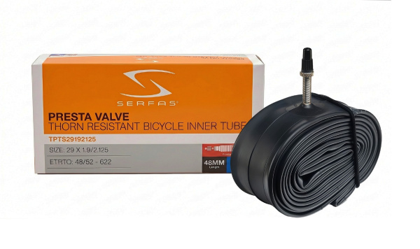 Камера 29x1,90/2,125 бутил, Presta (FV) 48 мм, Антипрокольная, SERFAS Thick