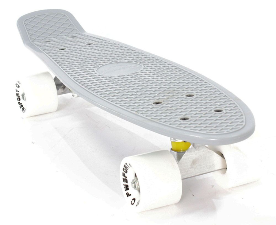 Скейтборд (Пенниборд) PWS Classic 22", Alu, ABEC-7 (серый/белый, Classic37752)
