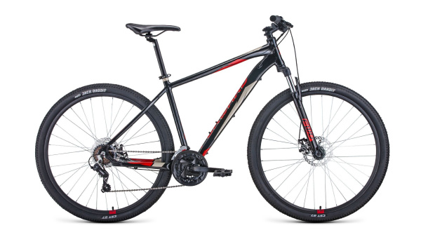Велосипед FORWARD APACHE 29 2.0 D (29" 21 ск. рост. 17") 2022, черный/красный, RBK22FW29418