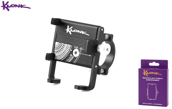 Держатель для смартфона, 4.0"-8.0", алюминиевый, крепление на руль, KLONK, Black, KLK-90002