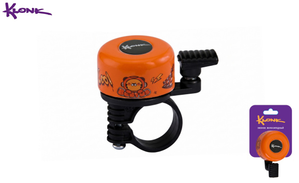 Звонок велосипедный KLONK, ударный, Alu ⌀35 мм, Принт, KLK-10026 (Orange)