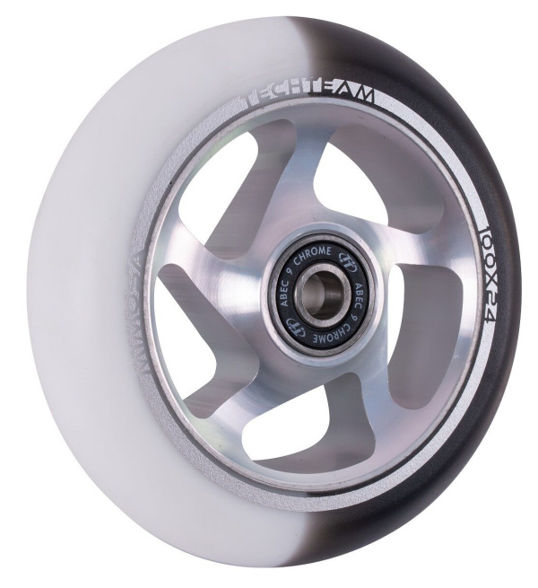 Колесо для трюкового самоката Mimosa 100 мм алюминиевое, white\black (NN013053)