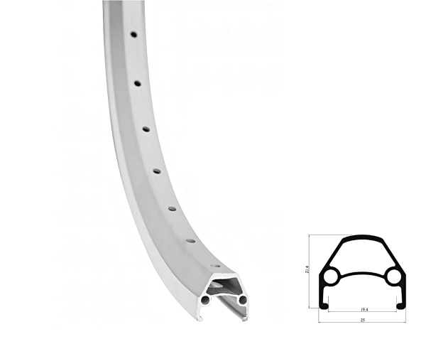 Обод 28"/29" алюминиевый двустеночный не пистонированный, фрезерованный, 36 отв., 14G, 622х19,4/25,0х21,4 мм, RPD-D23 (серебристый, УТ00032337)