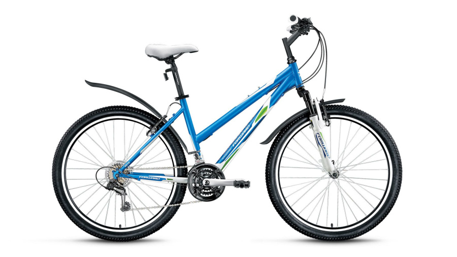 Велосипед FORWARD IRIS 1.0 (26" 21 ск. рост 17") 2015-2016 (белый/синий мат., RBKW67N6Q002)
