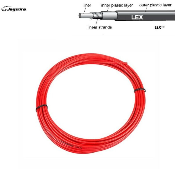 Оплетка троса переключения JAGWIRE LEX, Ø 4, мм, продольное сечение, бухта 20 м, (красный, 1SVSPRD00004-1)