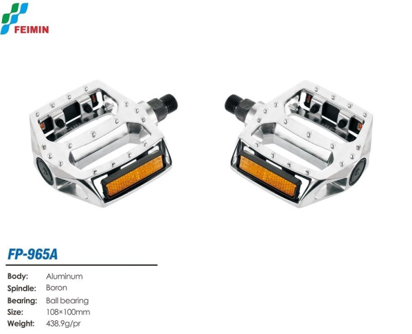 Педали платформенные (комплект 2 шт.) 9/16", 110x100 мм, Алюминиевые, FP-965W FEIMIN (белый, УТ00022084)