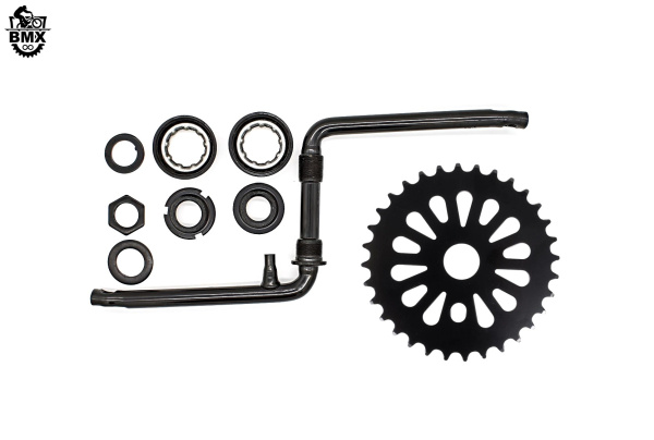 Комплект шатунов (система) BMX, кочерга, 165 мм, со звездой 32T, резьба 1/2", GS-Z141, в сборе (черный, УТ00033659)