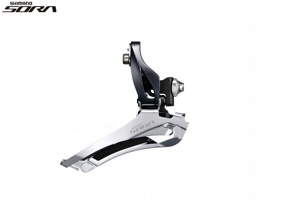 Переключатель передний SHIMANO SORA R3000-F, 2x9 скоростей, нижняя тяга, 52T, крепление к раме Brazed-On Mount, угол 61-66° (AFDR3000F)